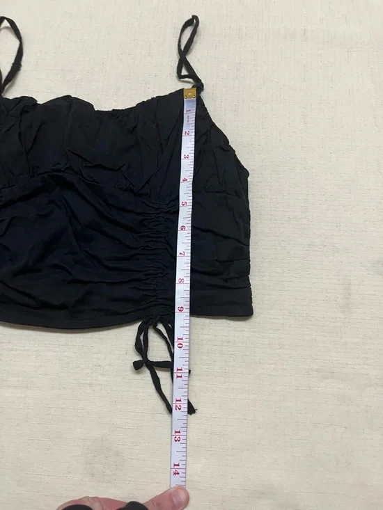 Urban Outfitters M black cotton ruched cropped tank top - Picture 3 of 11